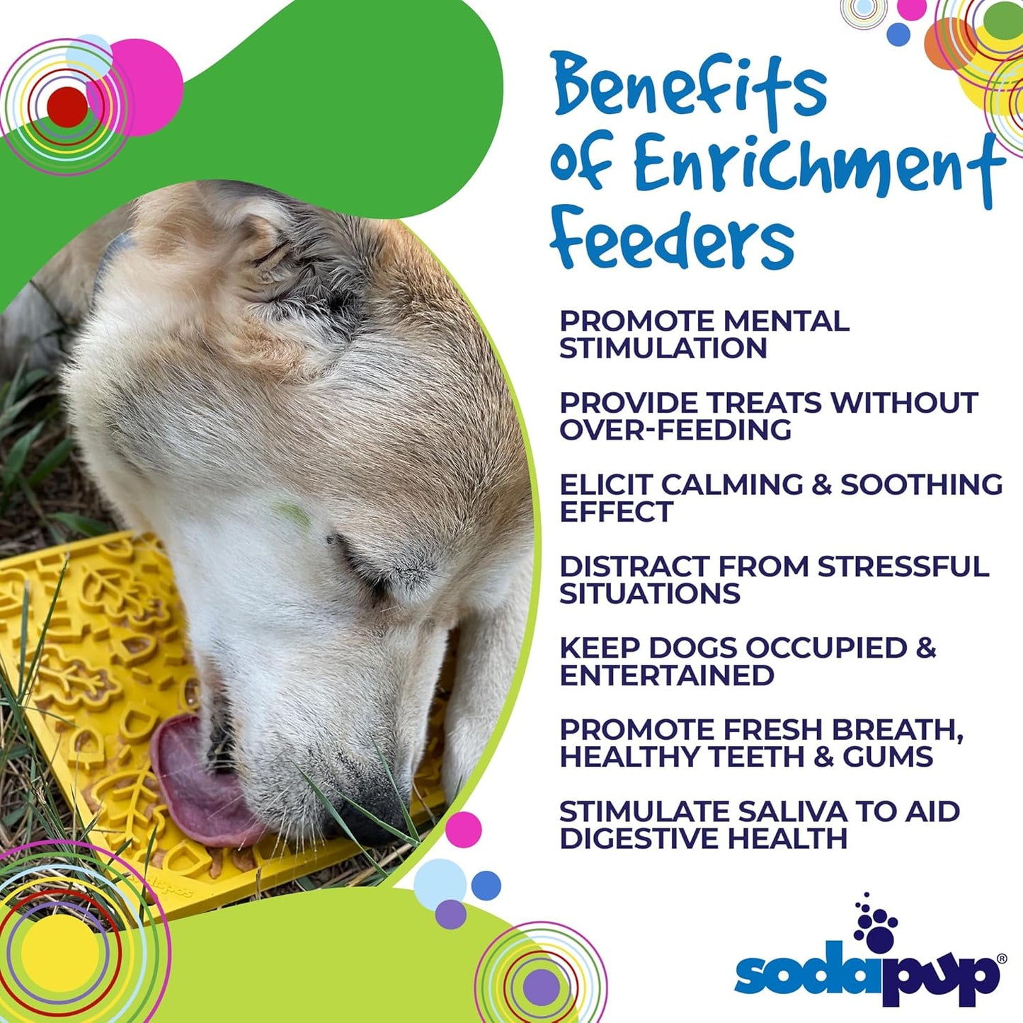 SodaPup Flower Power eMat – Durable Lick Mat Feeder Made in USA from Non-Toxic, Pet-Safe, Food Safe Rubber for Mental Stimulation, Avoiding Overfeeding, Fresh Breath, Digestive Health, & More