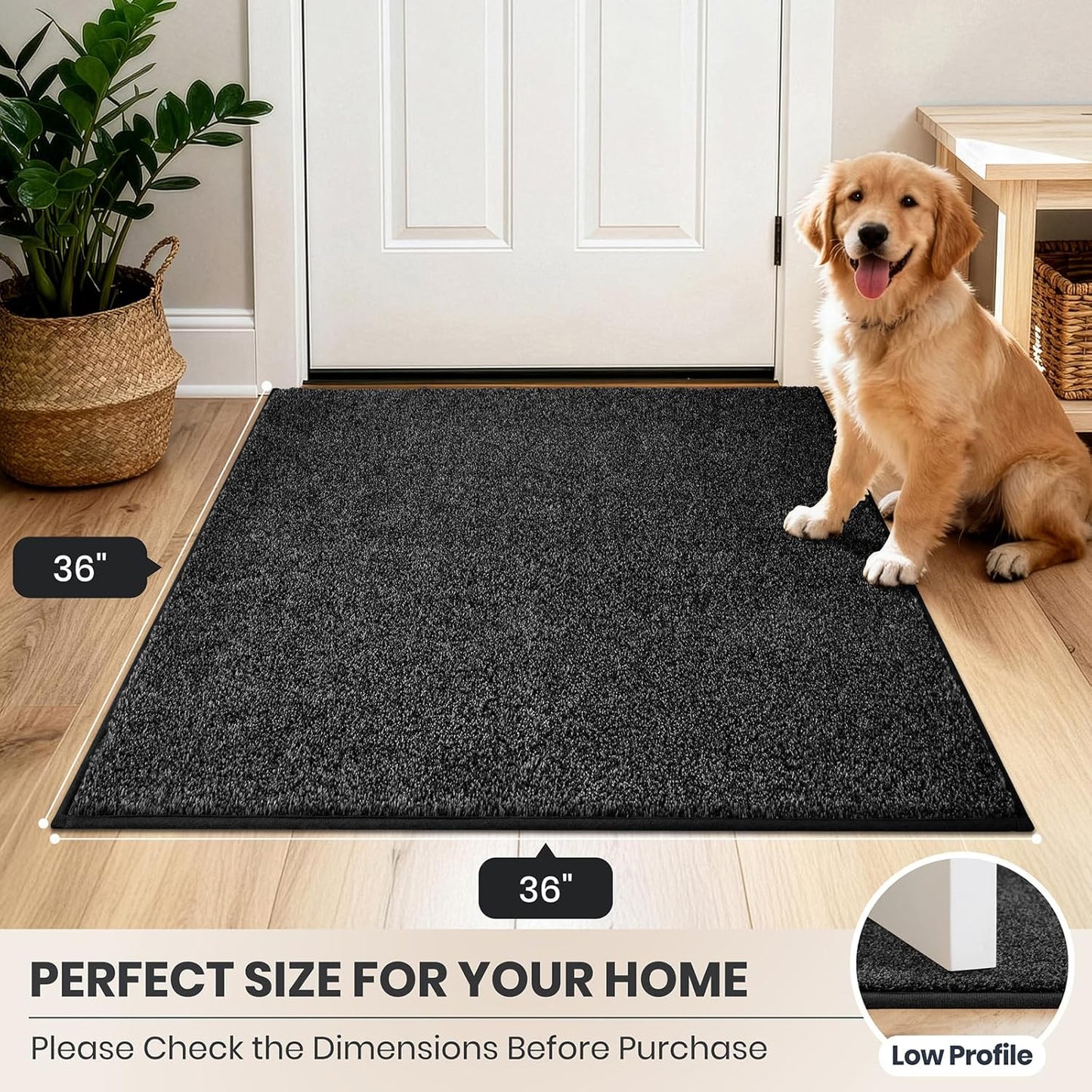 PURRUGS Dirt Trapping Door Mat 20" x 31.5", Non-Slip Machine Washable Entryway Rug, Dog Doormat, Indoor Front Door Mat, Super Absorbent Entry Rug for Muddy Shoes & Paws, Bluish Grey-Black