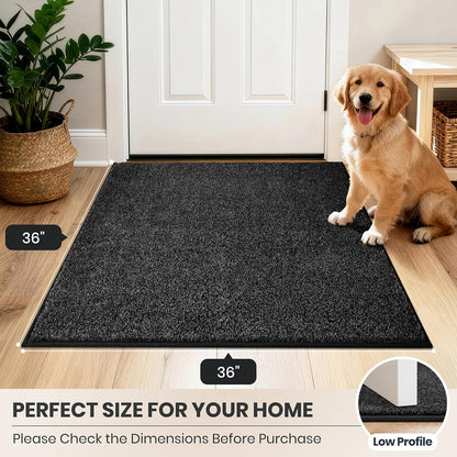 PURRUGS Dirt Trapping Door Mat 20" x 31.5", Non-Slip Machine Washable Entryway Rug, Dog Doormat, Indoor Front Door Mat, Super Absorbent Entry Rug for Muddy Shoes & Paws, Bluish Grey-Black