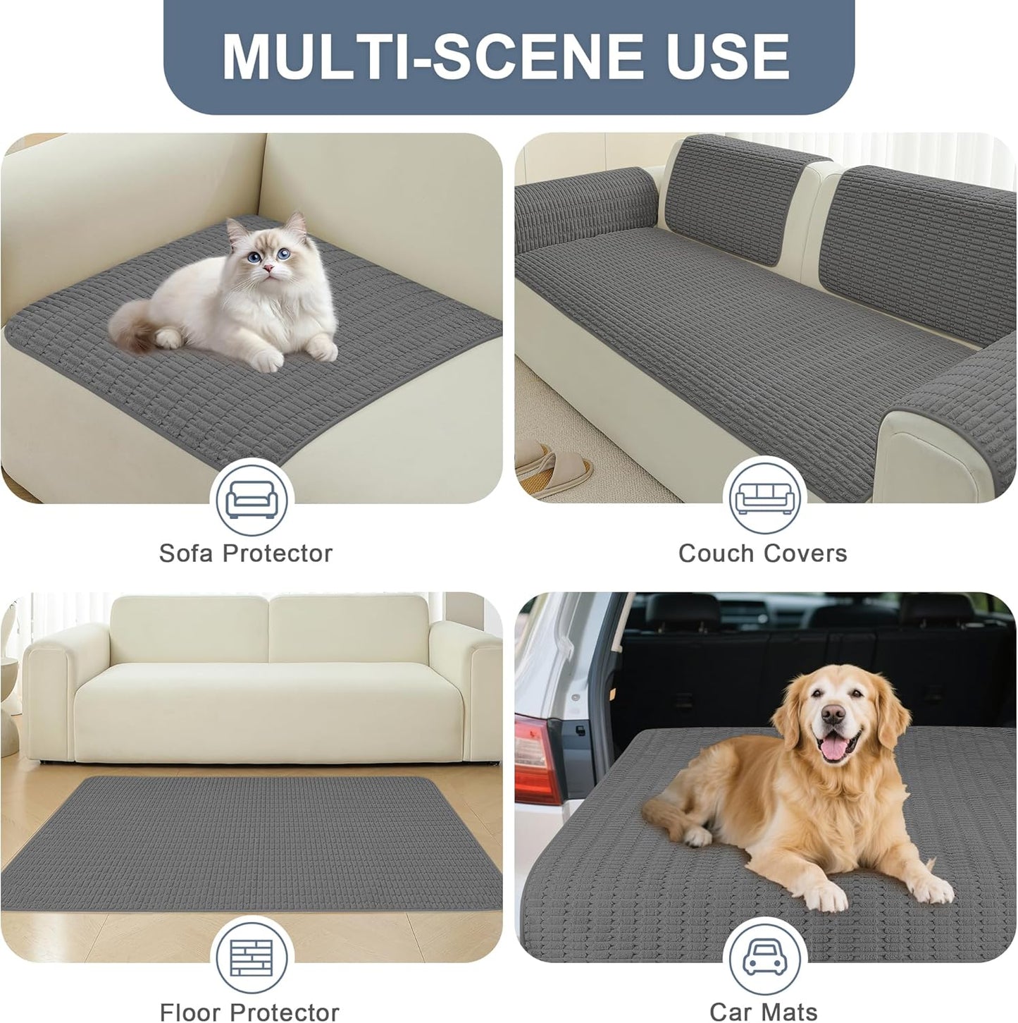 Waterproof Couch Cover for Dogs Washable, Non Slip Back Sectional Sofa Covers for 3 Cushion Couch Pet Friendly, Soft Dog Bed Cover. (Coffee, 30" x 53")