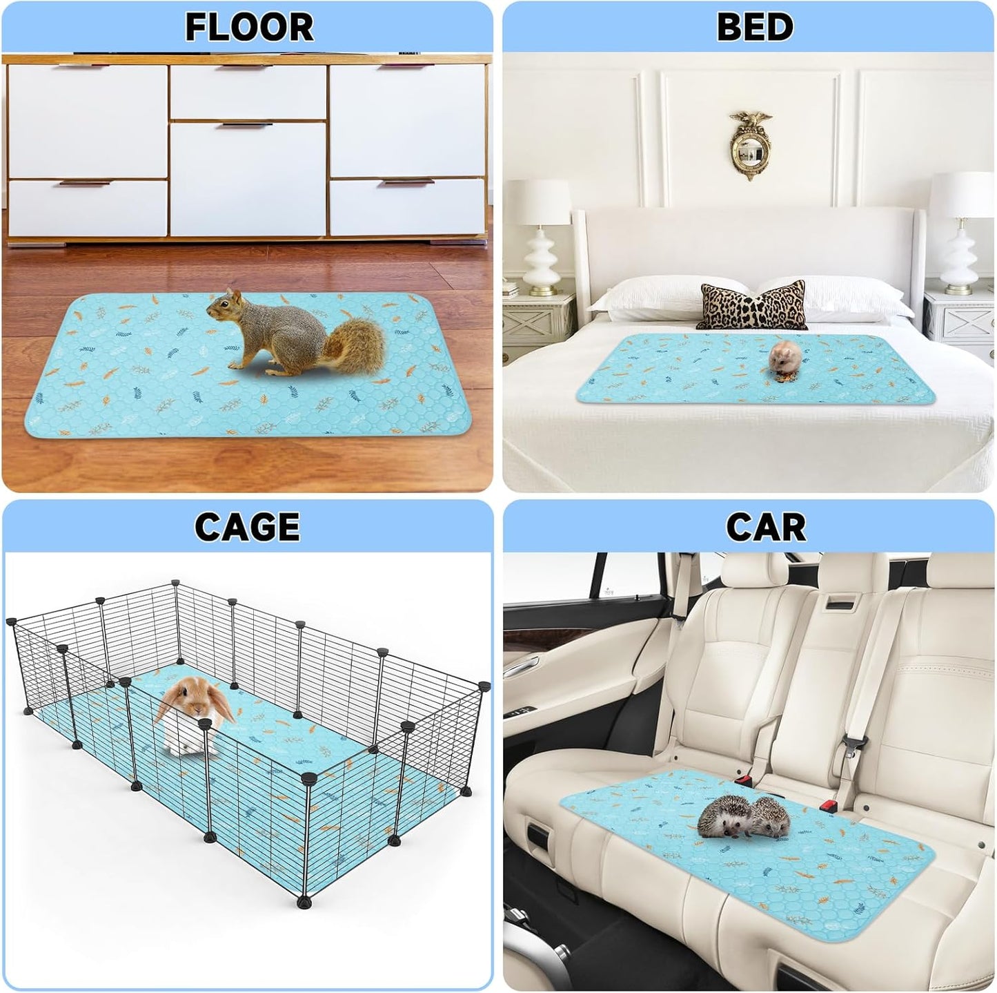Sunheir Washable Pee Pads for Dogs Large 48" x 48" 2-Pack Reusable Puppy Pads Pet Training Pads, Absorb Dog Mats, Whelping Pad, Non-Slip Protects Against Urine Leakage (Leaves - Deep Grey, 48x48)