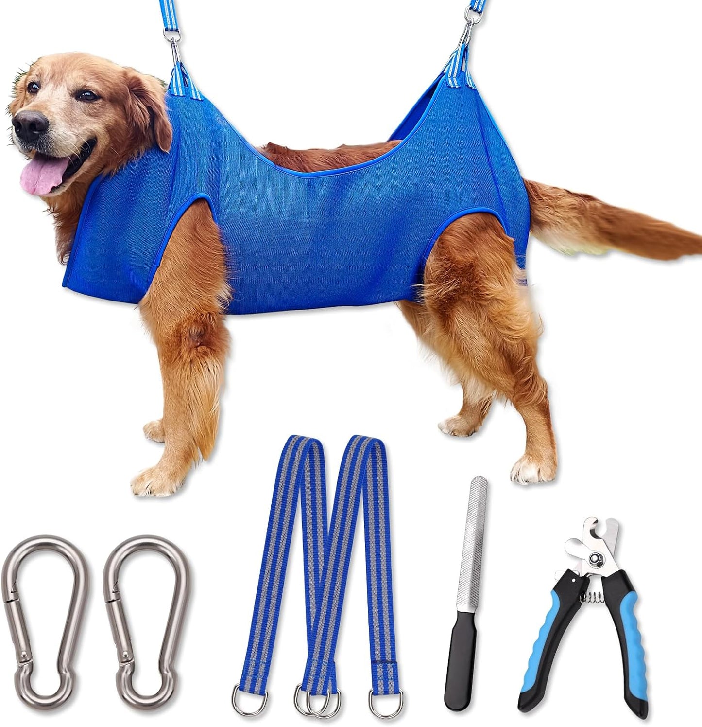 Kkiimatt 10 in 1 Pet Grooming Hammock Harness with Nail Clippers/Trimmer, Nail File, Dog Hammock/Grooming Sling for Nail Trimming/Clipping