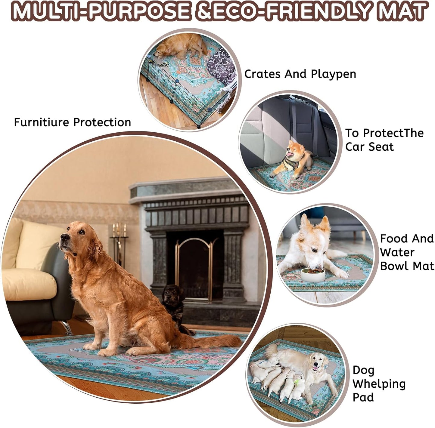 Aitmexcn Washable Puppy Dog Pee Pad, 2PCS 100% Waterproof Whelping Training Mat for Puppy/Senior Dog, Fast Drying Reusable Puppy Pads for Indoor, Outdoor and Car Travel- 24'' x 36''