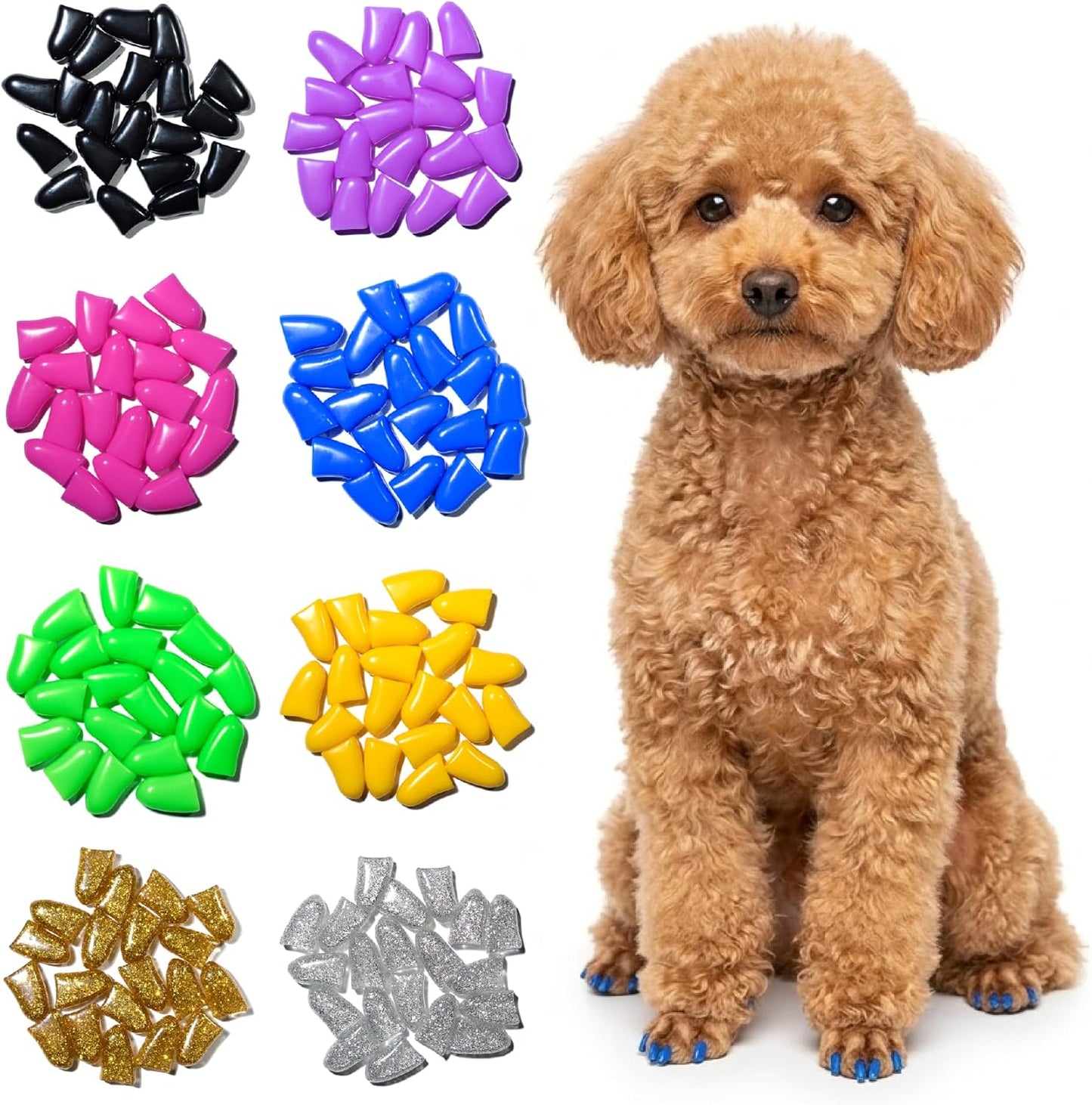 zetpo Dog Nail Caps & Claw Caps (100 pcs) - Anti Slip Dog Toe Grips & Covers for Hard Floors - Instant Traction & Mobility Support for Senior Dogs - Stops Scratches & Reduces Floor Noise (XL)