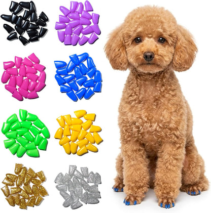 zetpo Dog Nail Caps & Claw Caps (100 pcs) - Anti Slip Dog Toe Grips & Covers for Hard Floors - Instant Traction & Mobility Support for Senior Dogs - Stops Scratches & Reduces Floor Noise (XL)