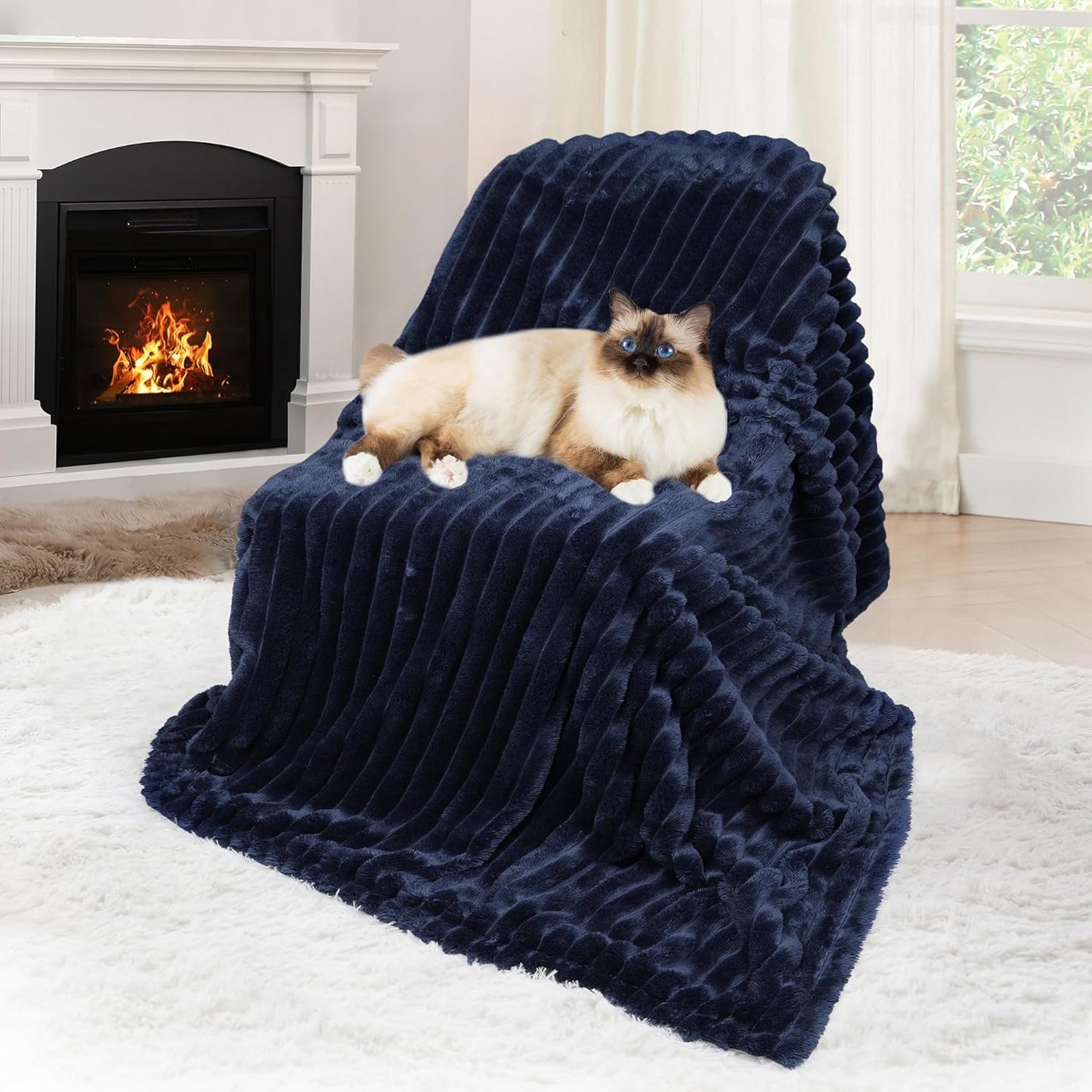 Waterproof Dog Blanket for Large Dogs - Washable Cat Blankets for Couch Bed Protection, Super Soft Calming Reversible Pet Blanket for Pet Kitten Puppy (Green, 50"x60")