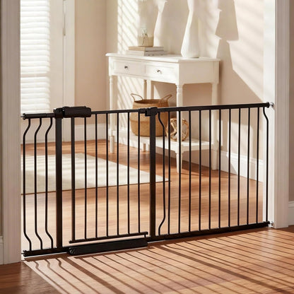 24-29 Inch Narrow Baby Gate, Pressure Mounted No Drilling Dog Gate for Stairs & Doorways, White Metal Safety Gate Indoor for Kids and Pets