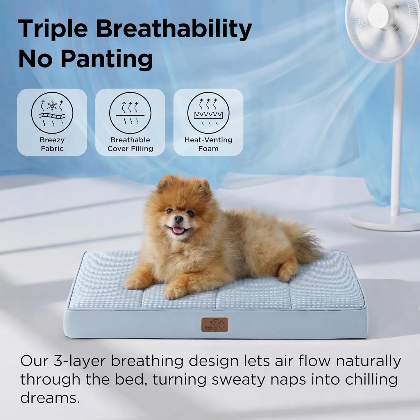 Bedsure Dog Beds Large Sized Dog - Comfy Flat Pet Beds with Removable Washable Cover, Orthopedic Egg Crate Foam Puppy Mat, Suitable for Pet Up to 65 lbs