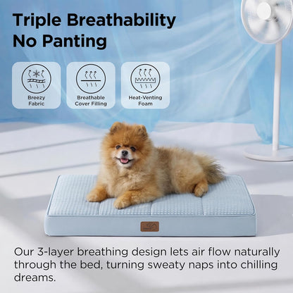 Bedsure Dog Beds Large Sized Dog - Comfy Flat Pet Beds with Removable Washable Cover, Orthopedic Egg Crate Foam Puppy Mat, Suitable for Pet Up to 65 lbs