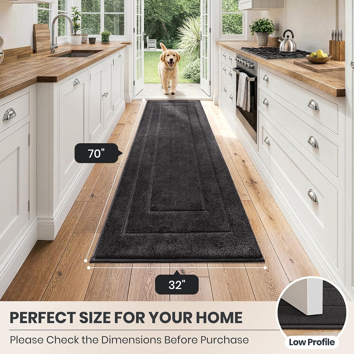 PURRUGS Dirt Trapping Door Mat 32" x 47", Non-Slip/Skid Machine Washable Entryway Rug, Dog Doormat, Super Absorbent Welcome Mat for Muddy Wet Shoes and Paws, Grayish Brown