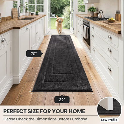 PURRUGS Dirt Trapping Door Mat 32" x 47", Non-Slip/Skid Machine Washable Entryway Rug, Dog Doormat, Super Absorbent Welcome Mat for Muddy Wet Shoes and Paws, Grayish Brown
