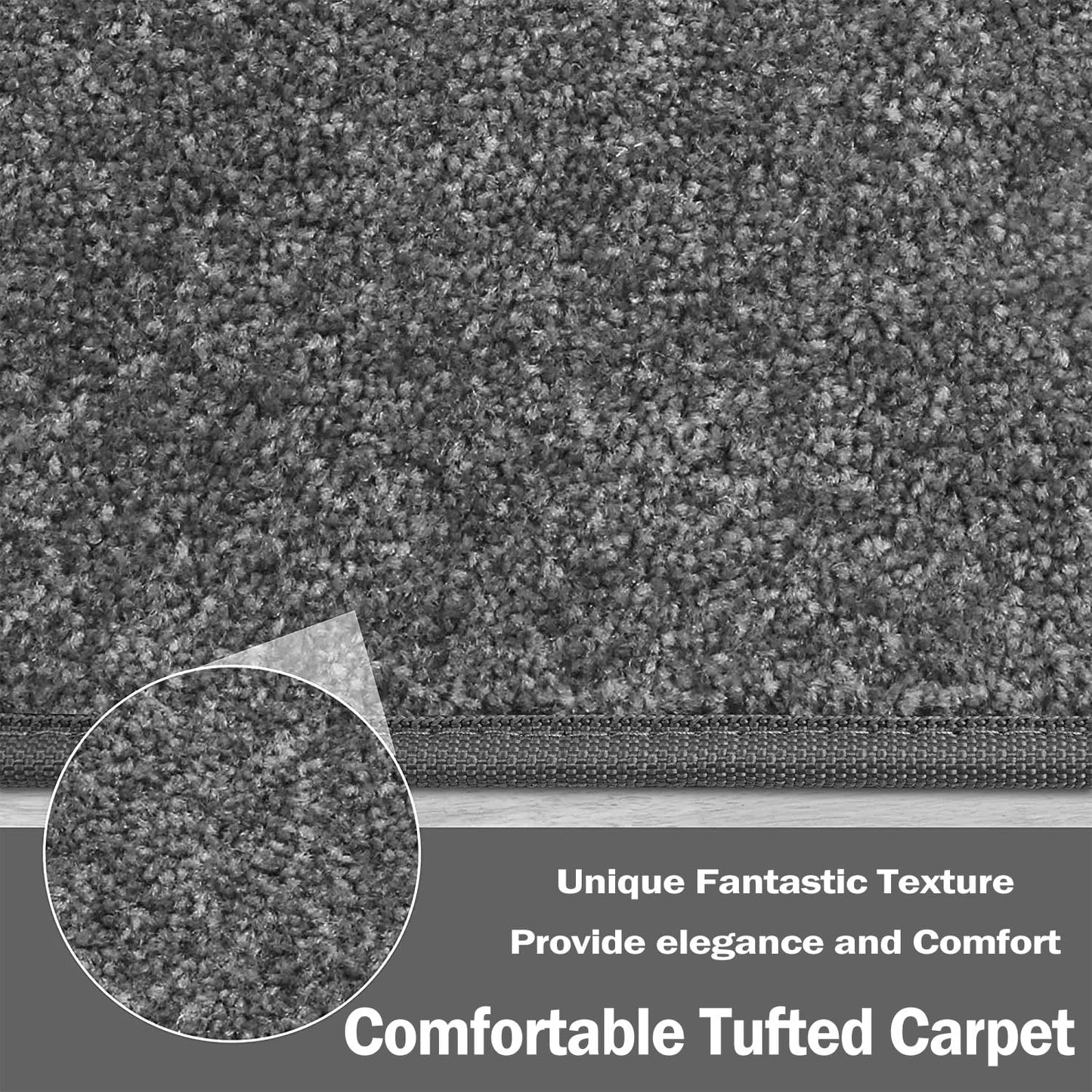 PURE ERA Bullnose Carpet Stair Treads Set Tape Free Non-Slip Indoor Stair Protectors Pet Friendly Rugs Covers Soft Skid Resistant Washable Reusable 9.5" x 30"(14 Pieces,Cream Gray)