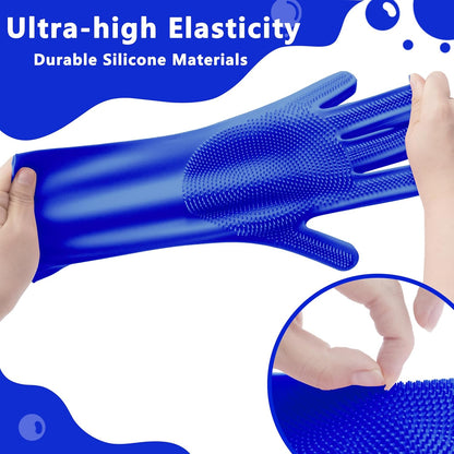 Pet Grooming Gloves—Heat Resistant Dog Washing Gloves with High-Density Teeth, Dog Bath Scrubber with Enhanced Five Finger Design, Silicone Gloves for Dogs and Cats Bathing, Massage (Blue)