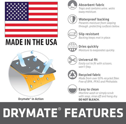 Drymate Dog Crate Mat Liner, Absorbs Urine, Waterproof, Non-Slip, Washable Puppy Pee Pad for Kennel Training - Use Under Pet Cage to Protect Floors, Thin Cut to Fit Design (USA Made) (LGrey)(29"x48")