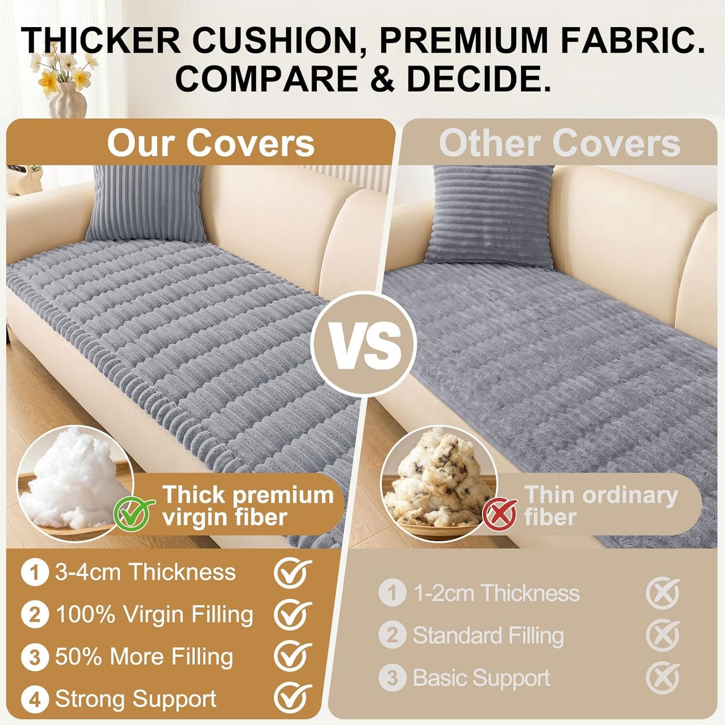 Smiry Couch Cover for Dogs, Non Slip Washable Sofa Protector for Pets, Soft Furniture Cover for Leather & Fabric Couches, Cozy Protect Against Fur, Dirt & Everyday Messes (Dark Grey, 27.6" x 59")