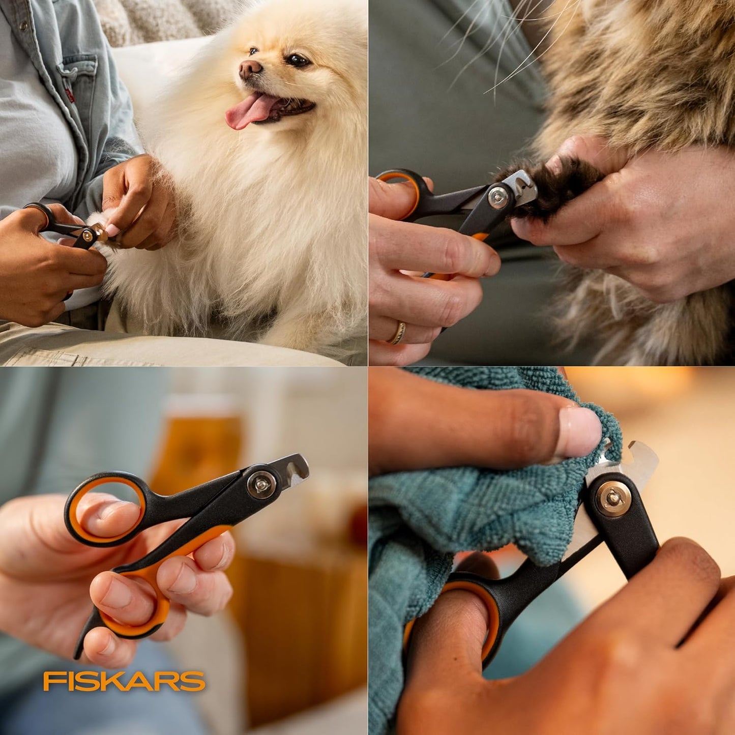 Fiskars Pet Large Nail Clippers, Cat and Dog Nail Trimmers for Grooming, Pet Supplies with Semi-Circular Blade & SoftGrip Handle with Safety Lock, 5.75”, Orange/Black