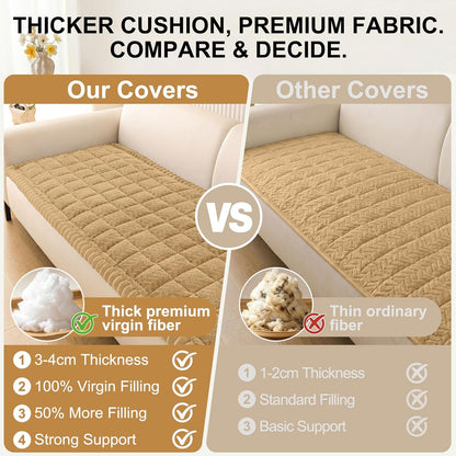 Smiry Non Slip Couch Covers for Dogs, Fuzzy Pet Couch Covers for 2-3 Cushion Sofa Pet Friendly, Soft Sofa Slipcovers Cushion Furniture Protector Washable (Beige, 27.6" x 59")