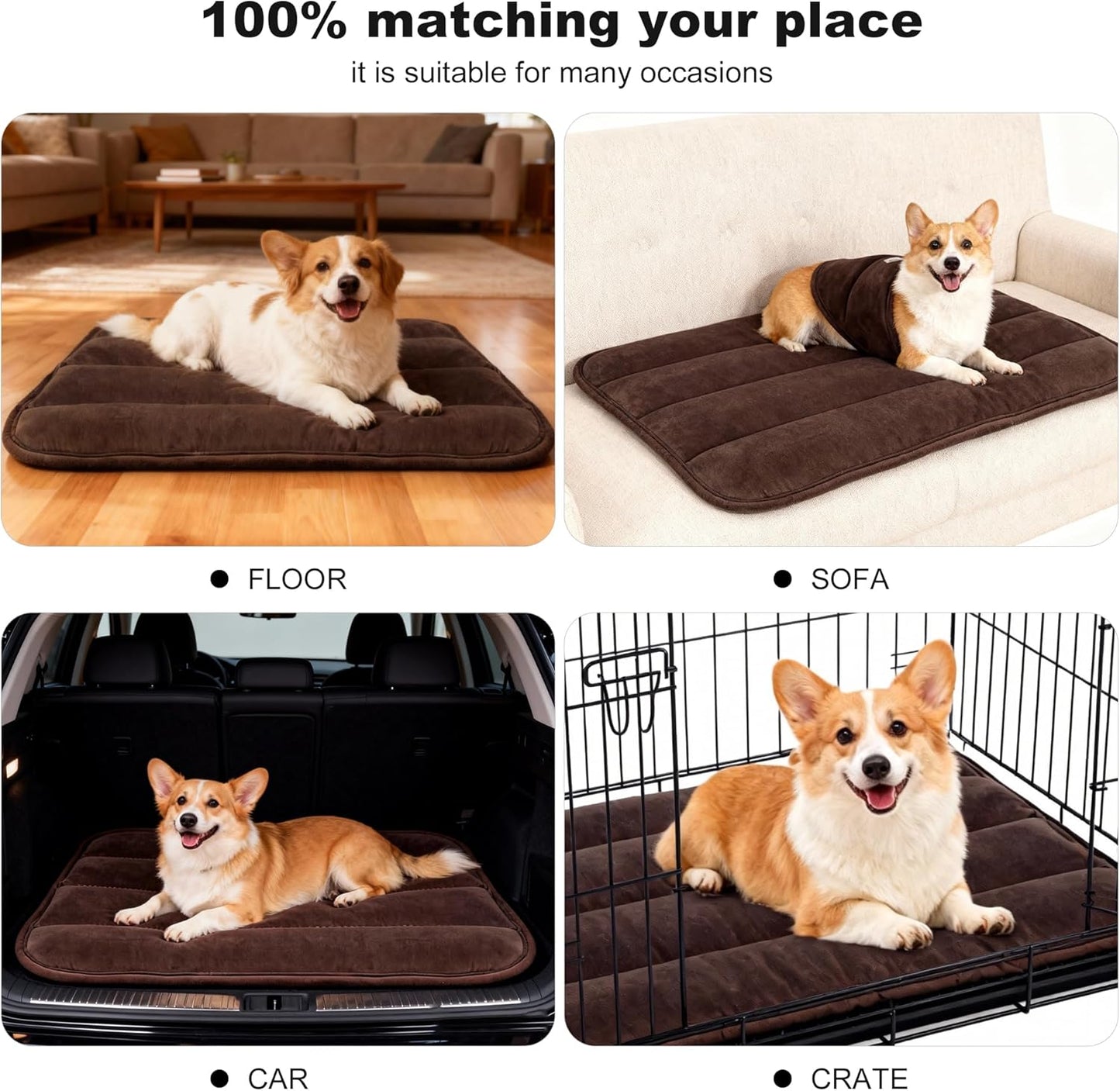 Dog Bed Mat – Soft & Comfortable Dog Kennel Pad for Crate – Durable Crate Bed & Mat for Dogs & Cats – Ideal for Crate, Kennel, and Home Use