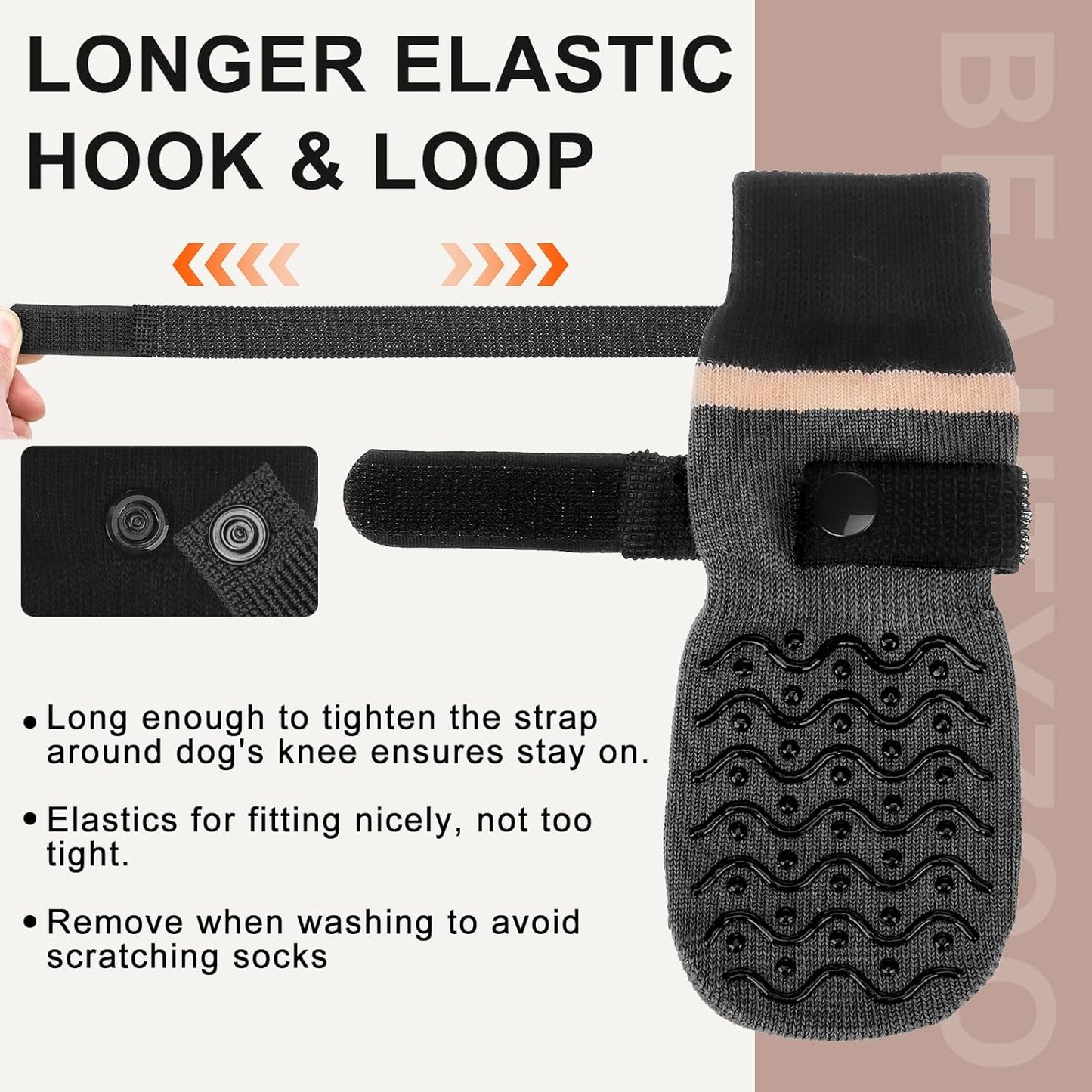 BEAUTYZOO Dog Socks to Prevent Licking Paws -Dog Shoes for Hot Pavement & Hardwood Floors Anti Slip, Traction Control Boots & Paw Protectors with Double Side Grips for Small Medium Large Senior Dogs