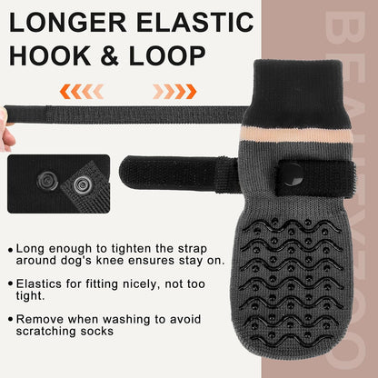 BEAUTYZOO Dog Socks to Prevent Licking Paws -Dog Shoes for Hot Pavement & Hardwood Floors Anti Slip, Traction Control Boots & Paw Protectors with Double Side Grips for Small Medium Large Senior Dogs