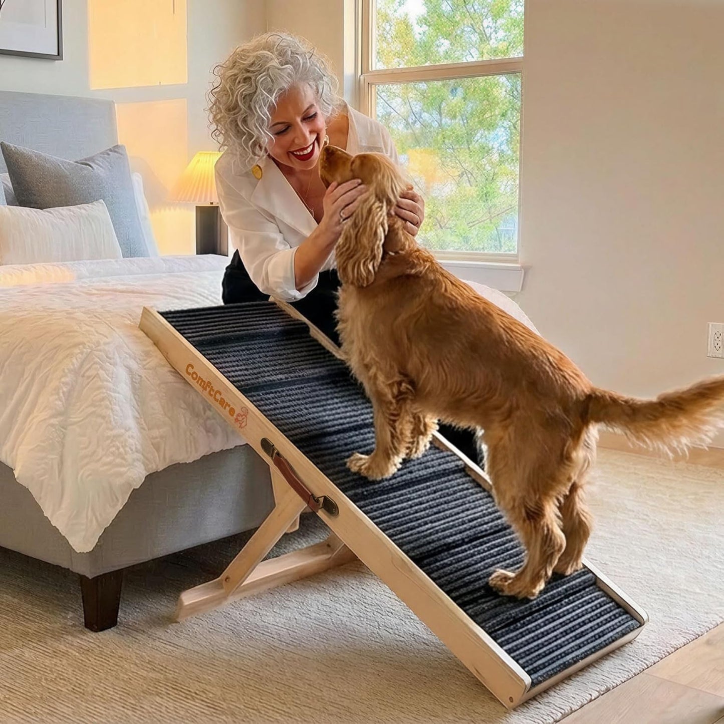 Adjustable Dog Ramp for Small Dogs, Foldable Pet Ramp for Bed & Couch, Non-Slip Indoor Ramp, Portable, Joint-Friendly Design, Supports up to 35 lbs