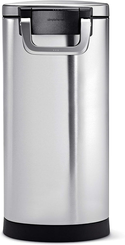 simplehuman Large Pet Food Storage Container, Holds 30-35 lb / 14-16 kg of Dry Dog Food, Cat Food, or Bird Seed, Airtight Lock-Tight Lid with Magnetic Scoop, BPA-Free, Brushed Stainless Steel