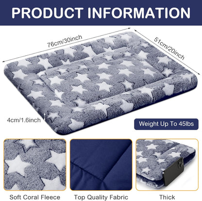 VitalCozy 4 Pcs Dog Crate Pads, Ultra Soft Warm Washable Anti-Slip Kennel Bed Mat for Pets, Reversible, Replaceable, Cage Liner for Small Medium Large Dogs and Cats (18 x 24 x 1.6 Inch,Star,Gray)