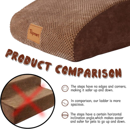 Topmart High Density Extended Foam Dog Ramp&Steps 2 Tiers,11.8" High,Non-Slip Dog Stairs,Soft Foam Pet Ladder with Removable Cover,Best for Injured,Older Cats,Pets with Joint Pain