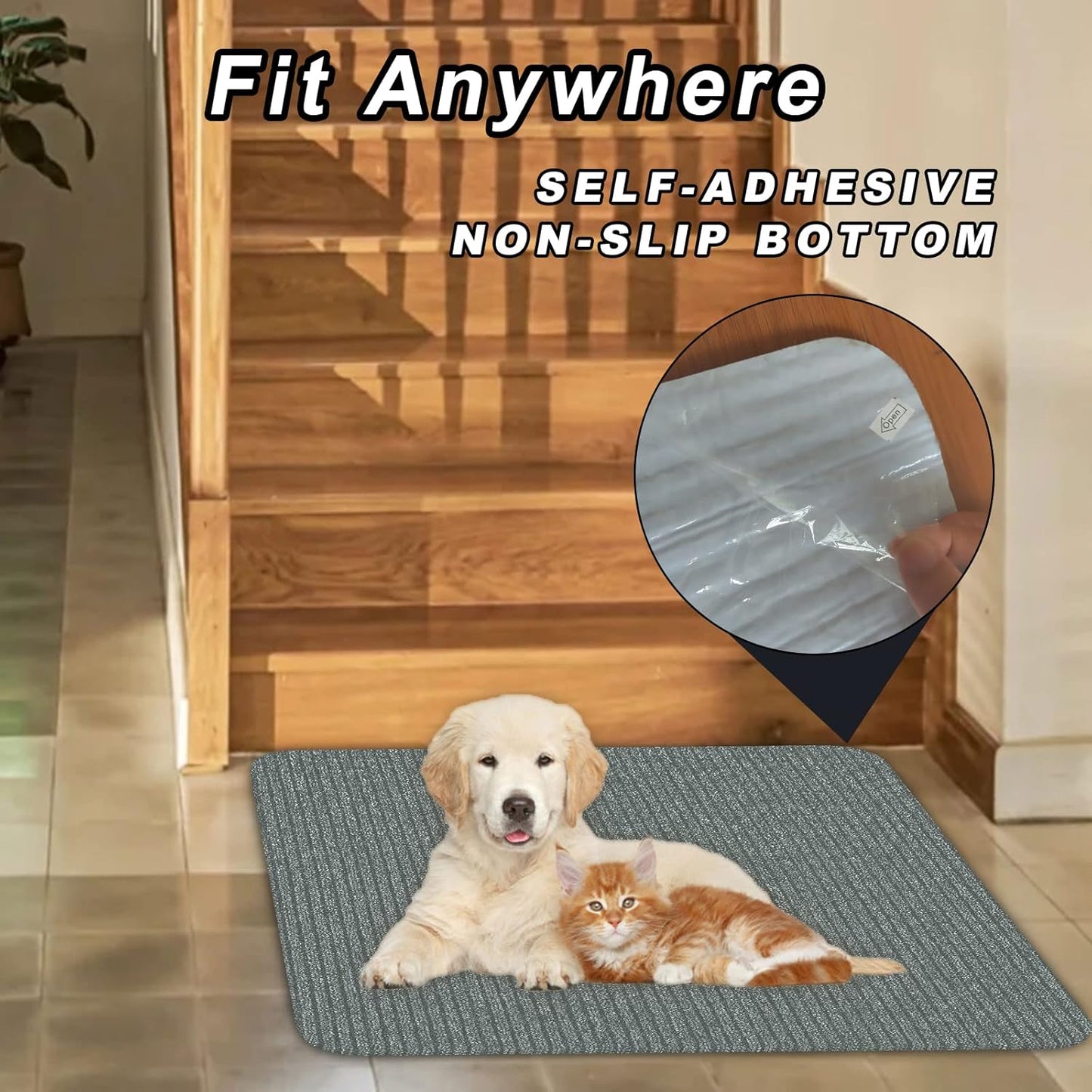 Stair Treads for Wooden Steps Carpet, Non-Slip Stair Runner Indoor Outdoor Stair Tread Mats Covers Pads, 19" x 31"Matching Landing Step Runner for Elders, Kids and Dogs (19" x 31", Black)