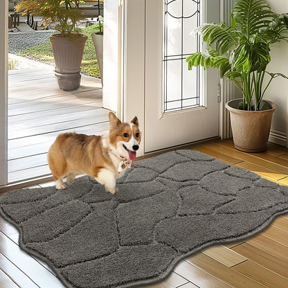 BSICPRO Large Dog Door Mat for Mud Paws, 22x47 Absorbent Dirt Trapper Long Door Mat, Non-Slip Washable Mud Mat for Dogs, Microfiber Soft Pet Rug Mat for Entryway, Dog Paws, Patio (Gray)