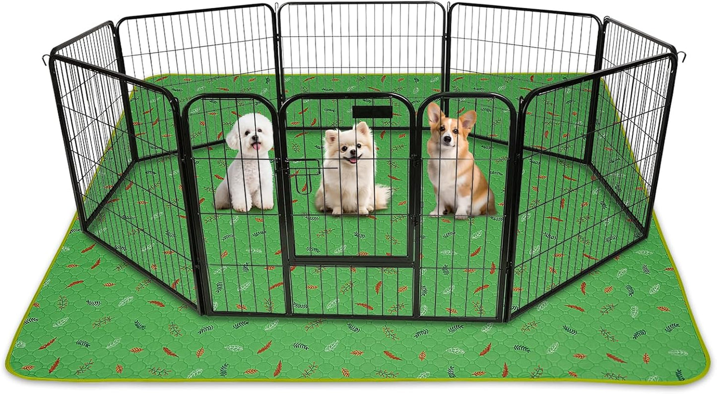 Sunheir Washable Pee Pads for Dogs Large 48" x 48" 2-Pack Reusable Puppy Pads Pet Training Pads, Absorb Dog Mats, Whelping Pad, Non-Slip Protects Against Urine Leakage (Leaves - Deep Grey, 48x48)