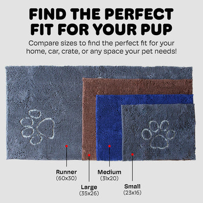 Dog Gone Smart Dirty Dog Doormat - Fast Drying Rug with Super Gripper Backing for Clean Floors - Super Absorbent and Machine Washable Mat for Muddy Paws - Grey