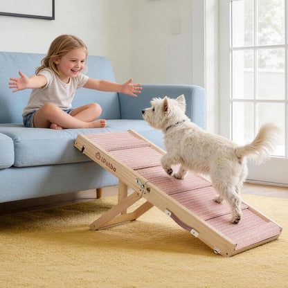 Dog Ramp for Couch - Joint & Spine Support for Small Dogs, 18" Adjustable Height, Anti-Slip & Foldable, Up to 35 lbs