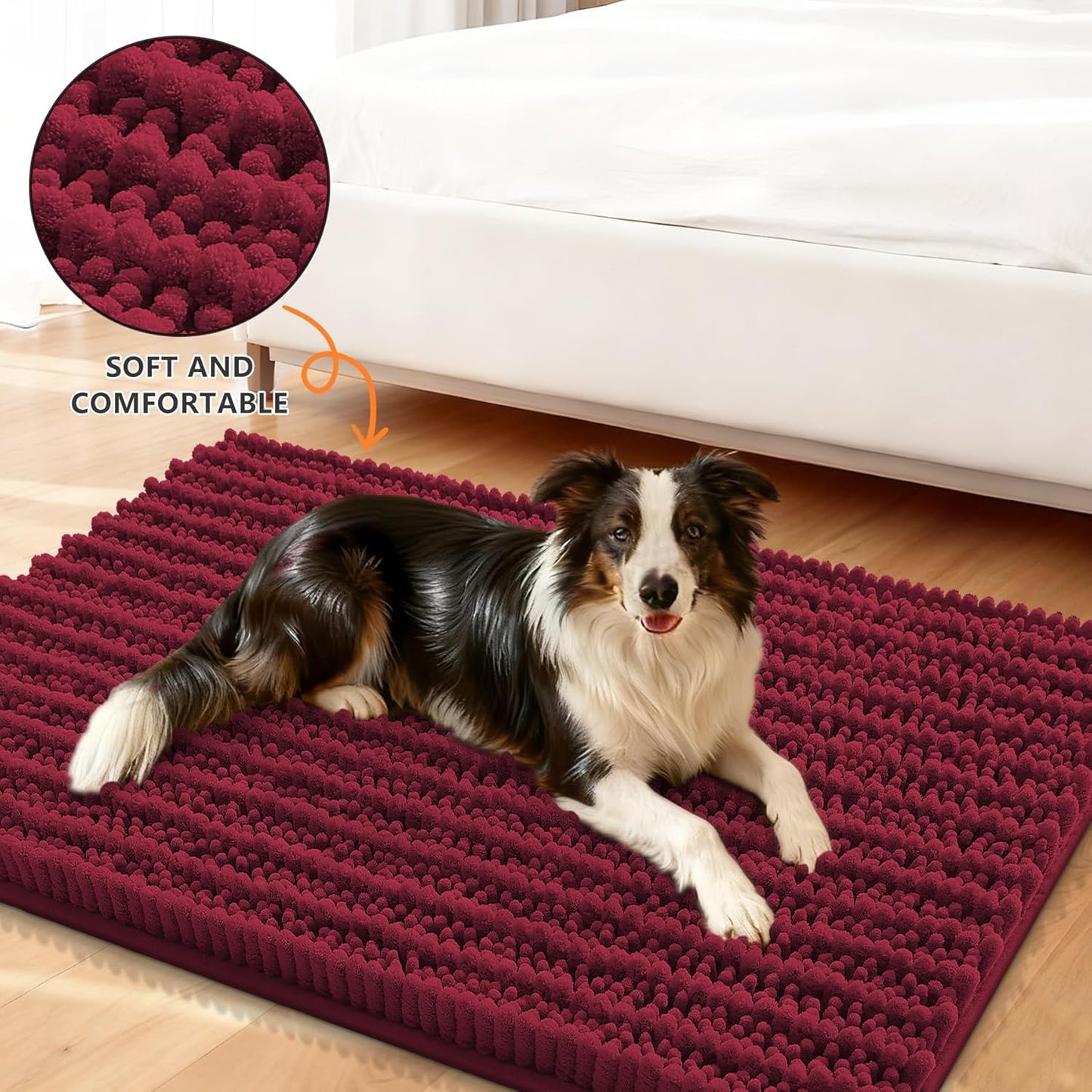 Smiry Dog Door Mat for Muddy Paws 30x20, Extra Soft Absorbent Chenille Doormat, Trap Moisture and Dirt, Non-Slip Machine Washable Front Door Mat for Indoor Entrance Inside Floor, Grey