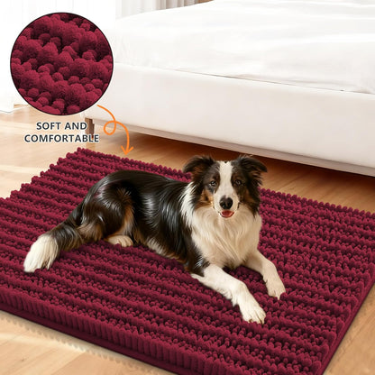 Smiry Dog Door Mat for Muddy Paws 30x20, Extra Soft Absorbent Chenille Doormat, Trap Moisture and Dirt, Non-Slip Machine Washable Front Door Mat for Indoor Entrance Inside Floor, Grey