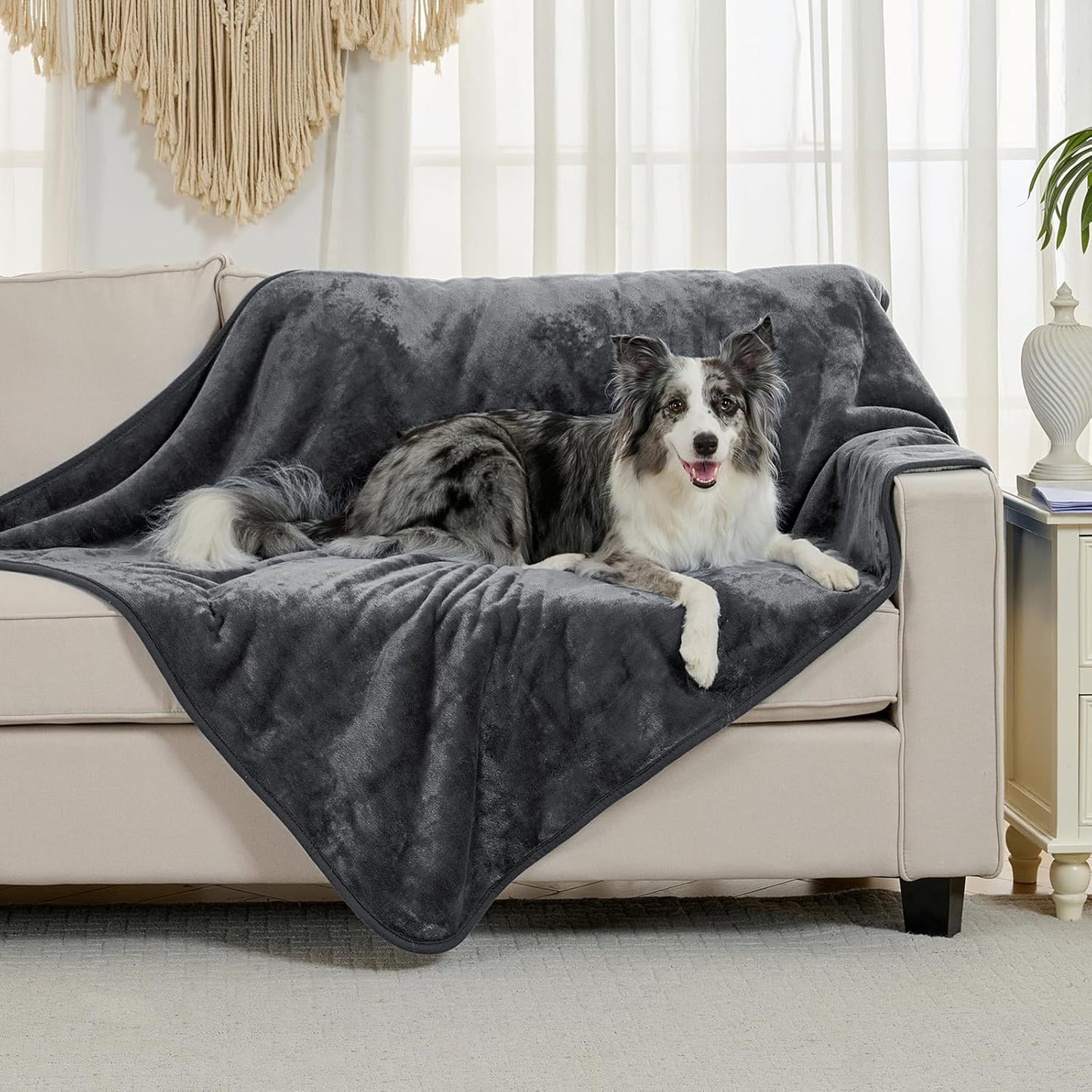 Waterproof Blanket for Bed Couch Sofa, Soft Liquid Pee Proof Pet Blanket for Dog Puppy Cat, Reversible Sherpa Fleece Furniture Protector (Dark Purple, 50x60 inches)