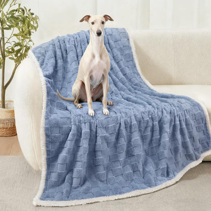 Luciphia Waterproof Dog Blanket, Leakproof Small Pet Blanket for Couch Sofa Bed Furniture Cover Protector, Washable Soft Sherpa Fleece with 3D Jacquard, Cozy Calming Reversible, Gray White, 40"x28"