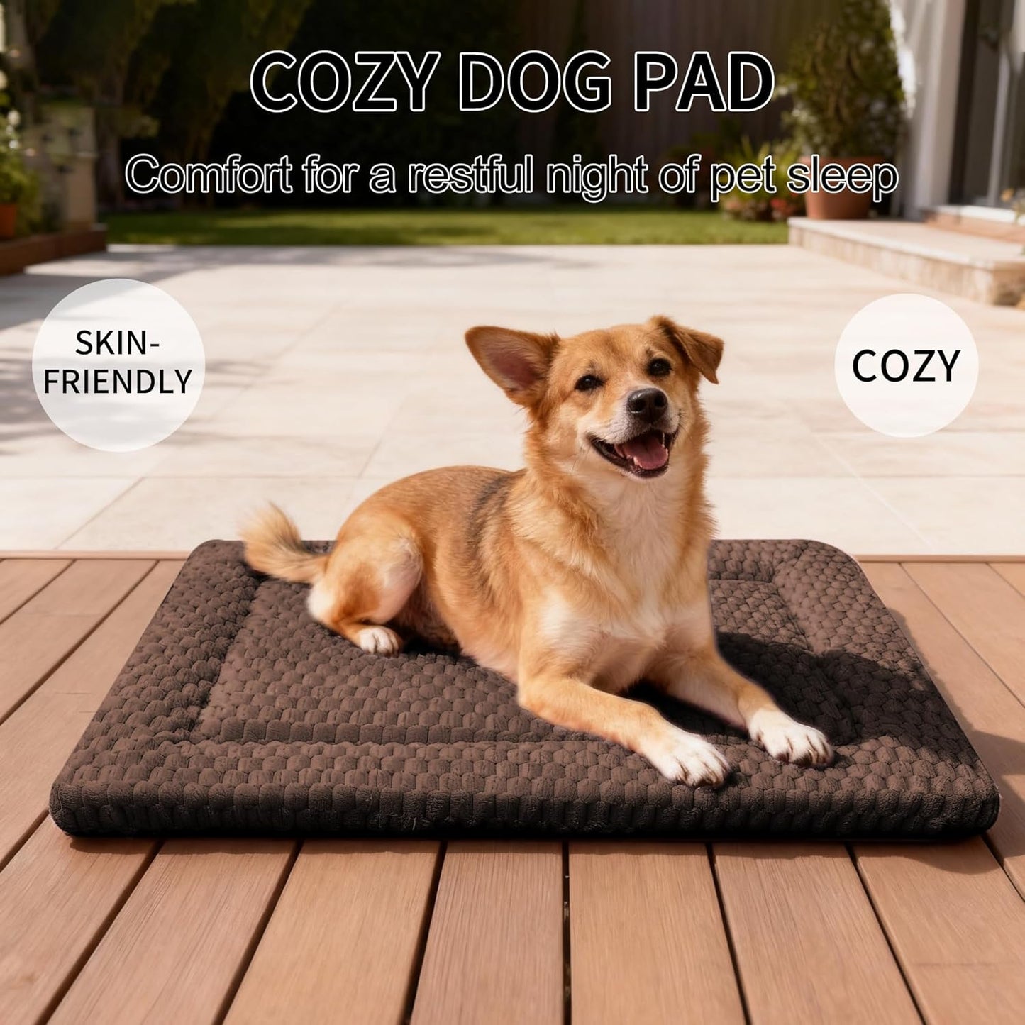 Dog Bed Mat, Reversible Crate Pad & Cute Dog Bed - Machine Washable Kennel Mat with Ultra Soft for Small Dogs (Cool/Warm), 24" x 18", Grey&Star