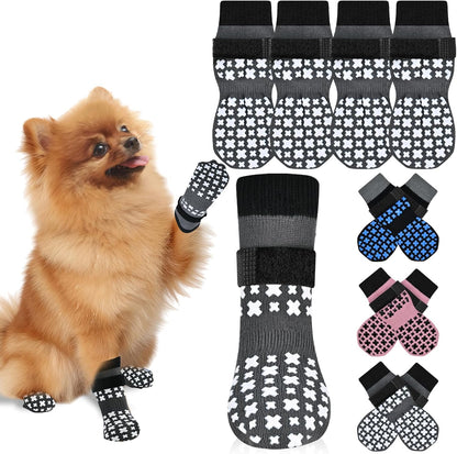 Non-Slip Dog Socks for Hardwood Floors Anti Slip Double-Sided Grippy Socks for Senior Dogs to Prevent Licking Paws, Scratching & Hot Pavement Premium Dog Paw Protector with Grippers Black L