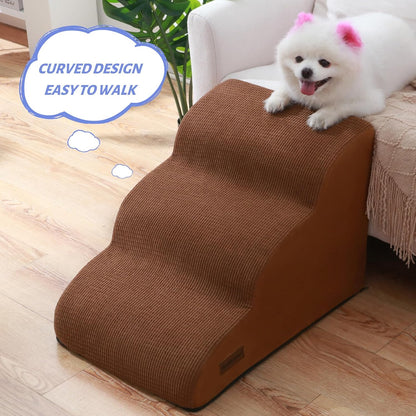 Aodisman 3-Step Dog Ramp and Stairs for Sofa and Chair - Non-Slip Sturdy Pet Steps for Small Dogs and Cats,15.7" H,Grey
