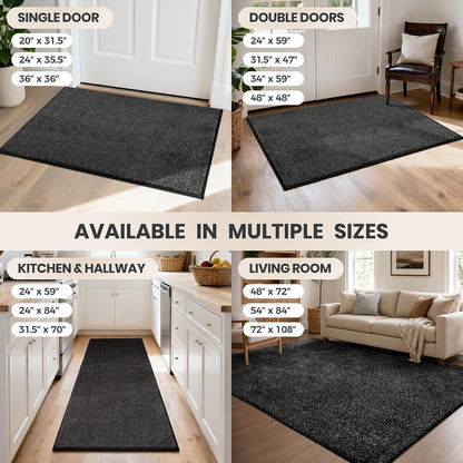 PURRUGS Dirt Trapping Door Mat 20" x 31.5", Non-Slip Machine Washable Entryway Rug, Dog Doormat, Indoor Front Door Mat, Super Absorbent Entry Rug for Muddy Shoes & Paws, Bluish Grey-Black