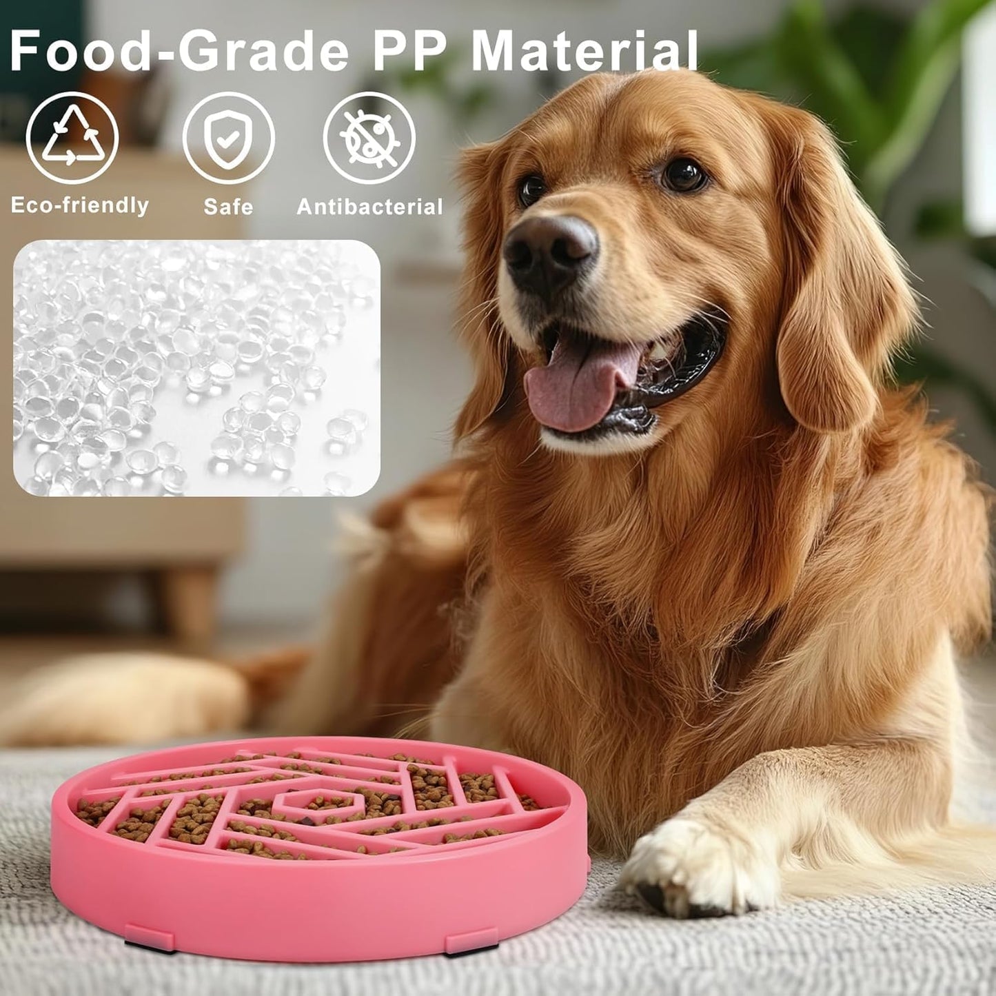 TOBYTO Slow Feeder Dog Bowls Large Medium Breed,Anti-Choking Slow Eating Dog Food Bowl,Non Slip Pet Slower Food Feeding Bowls Large Puzzle Slow Feeder Bloat Stop Maze Dog Dishes,Black