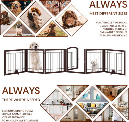 JSB 72-inch Extra Wide 28-inch Tall Dog gate, Freestanding Pet Gate for Halls, Stairs & Home, Pet Puppy Safety Dog Fence with 2PCS Support Feet (Black)