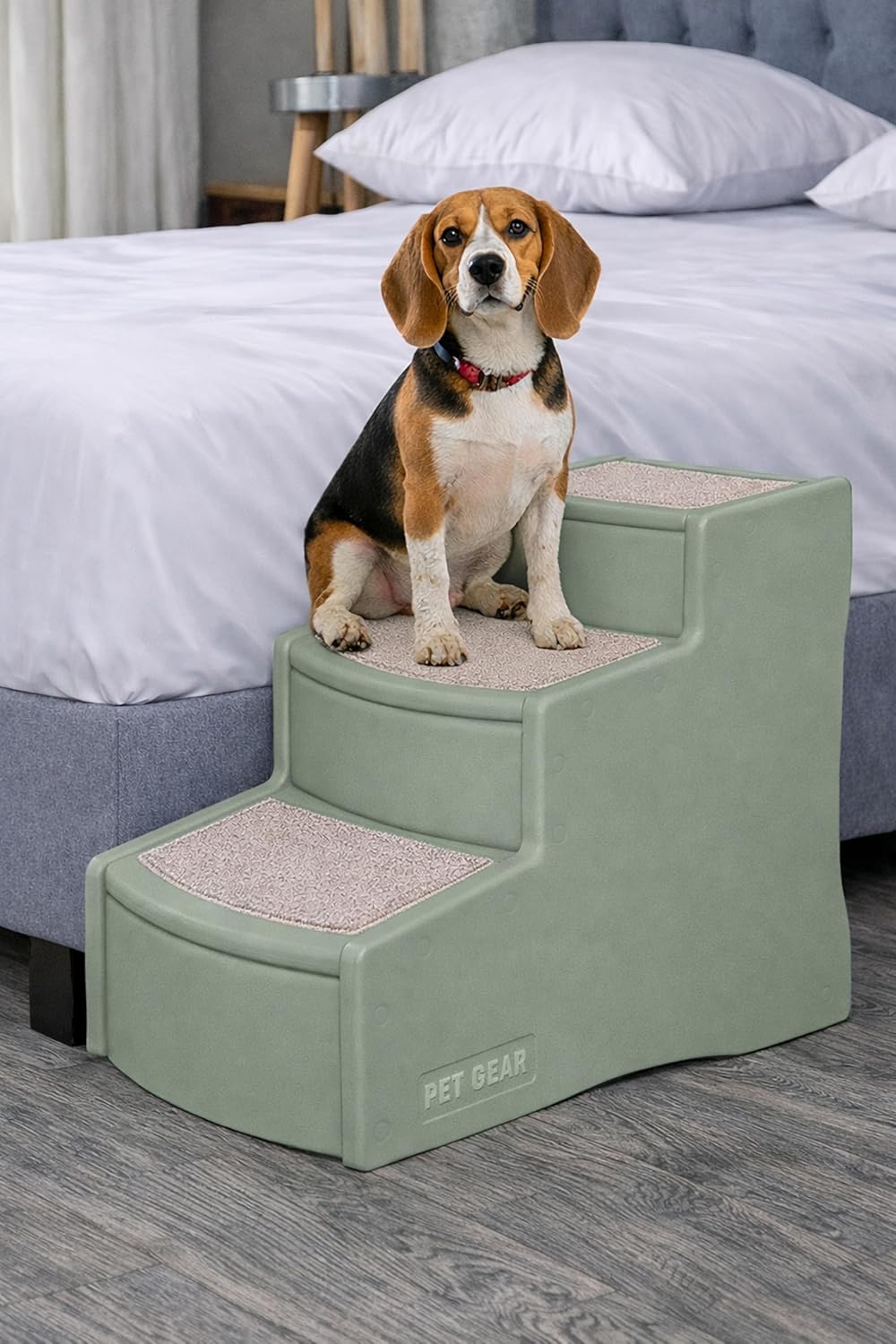 Pet Gear Easy Step III Pet Stairs, 3 Step for Cats/Dogs, Removable Washable Carpet Treads, for Pets Up to 150lbs, No Tools Required, Available in 9 Colors, Coffee Bean