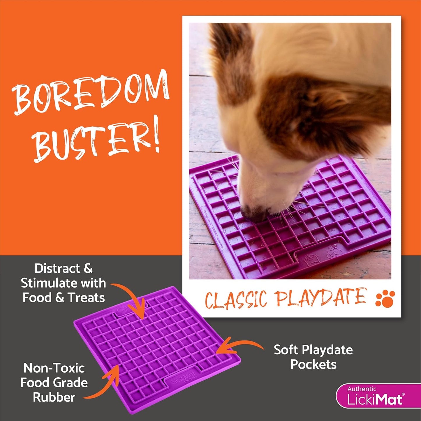 LickiMat Classic Playdate Slow Feeder for Dogs Lick Mat Boredom Anxiety Reducer Perfect for Food Treats Yogurt Liquid Food Peanut Butter Fun Alternative to a Slow Feed Dog Bowl, Green