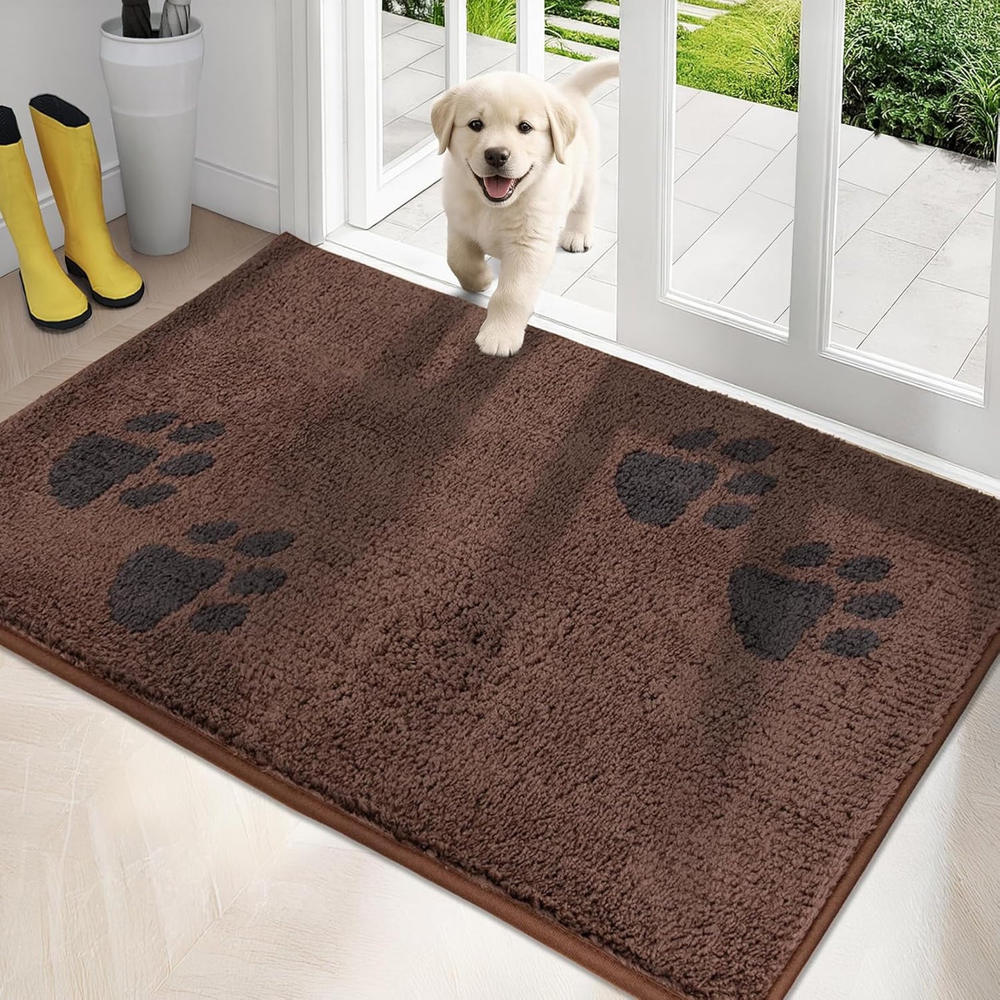 PURRUGS Dirt Trapping Door Mat 20" x 31.5", Non-Skid/Slip Machine Washable Microfiber Entrance Rug, Shoes Scraper, Dog Doormat, Super Absorbent Floor Mat for Muddy Wet Shoes and Paws, Grey