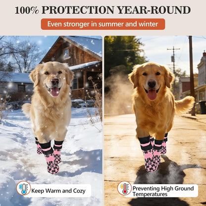 Dog Grippy Socks for Senior Dog - Double Side Dogs Booties to Prevent Licking, Boots & Paw Protectors for Hardwood Floors, No Twist Non Slip Socks for Small Medium Large Dogs, Black, L