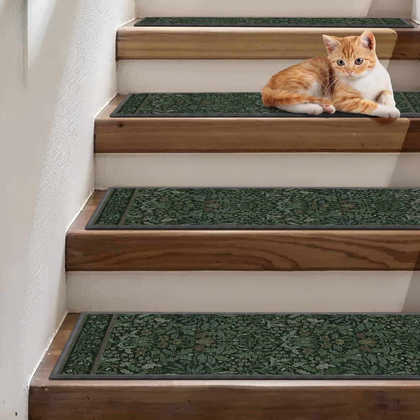 sarben Non Slip Stair Treads for Wooden Steps 15PCS - 8"x30" Indoor Safety Carpet, Edging Mats with TPE Adhesive Backing, Pet and Elderly Friendly Stair Rugs (Taupe) - Colors B