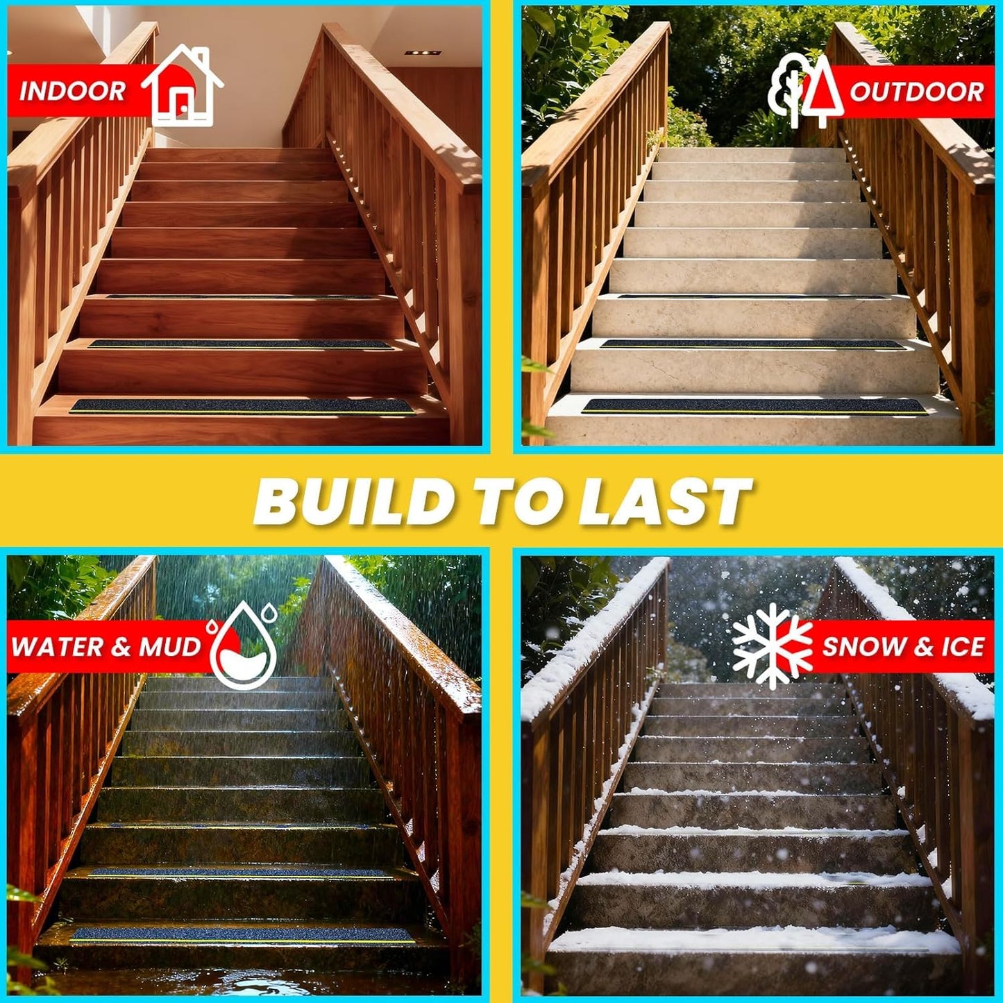 LifeGrip Stair Treads Non-Slip (15PCS), Anti Slip Transparent Stair Treads Tape for Indoor Wooden Step (4"X30"X15P-Treads)