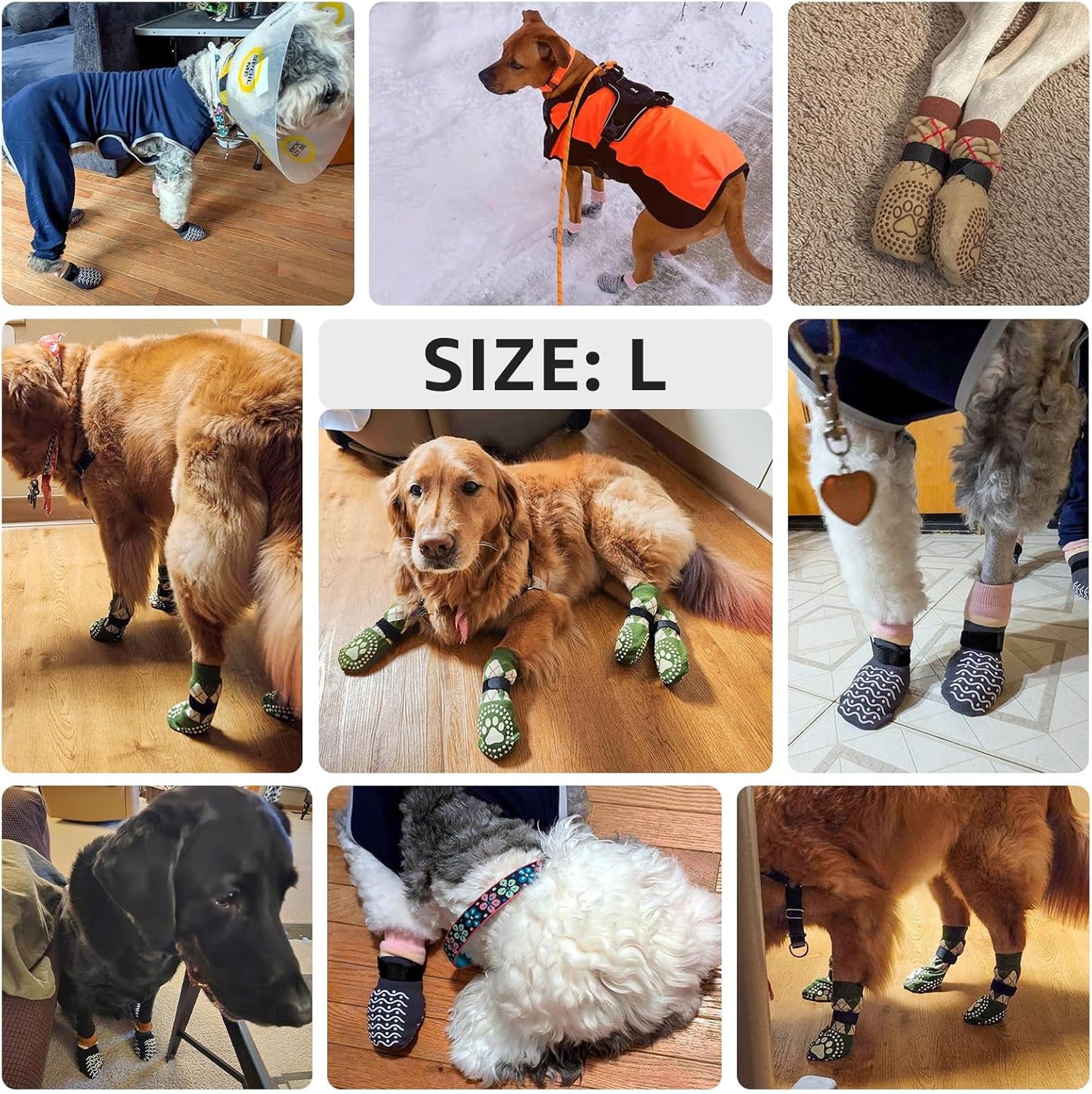 BEAUTYZOO Dog Socks to Prevent Licking Paws -Dog Shoes for Hot Pavement & Hardwood Floors Anti Slip, Traction Control Boots & Paw Protectors with Double Side Grips for Small Medium Large Senior Dogs
